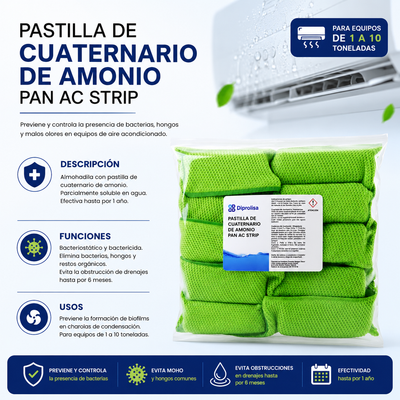 PASTILLA DE CUATERNARIO DE AMONIO PAN AC STRIP PAQ. 10 PIEZAS